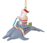 Resin Ornament - Dolphin s Pulling Santa