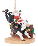 Resin Ornament - Santa on Rodeo Bull