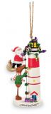 Resin Ornament - Moose Santa Lighthouse with Lights