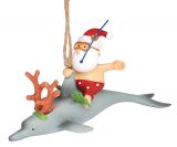 Resin Ornament - Santa Riding Dolphin 