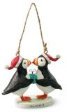 Resin Ornament - Puffins with Present