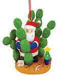 Resin Ornament - Prickly Pear Cactus & Santa