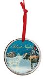 Glass Disk Ornament - Silent Night Moose