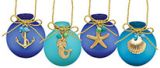 Frosted Glass Ball Ornament with Charms (assorted colors/icons)