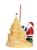Resin Ornament - Santa Building a Sand Castle