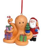 Resin Ornament - Octopus With Santa