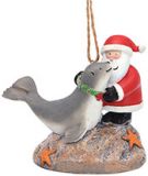 Resin Ornament - Santa and Harbor Seal
