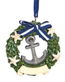 Resin Ornament - Anchor In Wreath