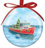 Ball Ornament - Lobster Boat with Tree