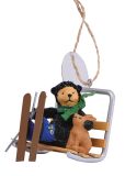 Resin Ornament - Bernie on a Ski Lift