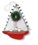 Handcrafted Ornament - Red Sailboat with Lights