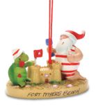 Resin Ornament - Santa Turtle Sandcastle