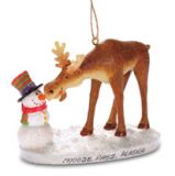 Resin Ornament - Moose & Snowman