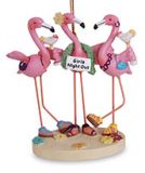 Resin Ornament - Flamingos Partying