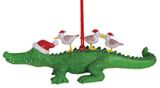 Resin Ornament - Alligator with 3 Birds