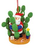 Resin Ornament - Prickly Pear Cactus & Santa