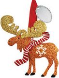 Glittered Metal Ornament - Moose