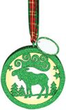 Light-Up Glitter Disk Ornament - Moose