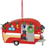 Resin Ornament - Camper with Dog