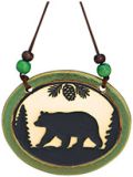 Pottery Disk Ornament - Bear