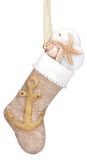 Resin Ornament -Burlap Stocking with Anchor