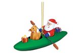 Resin Ornament - Dog in Kayak with Santa