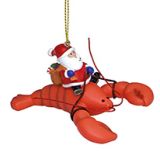 Resin Ornament - Santa Riding a Lobster