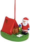 Resin Ornament - Santa Outside Open Tent with Reindeer
