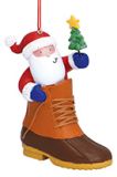 Resin Ornament - Santa in a Field Boot