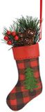 Resin Ornament - Buffalo Plaid Stocking with Tree