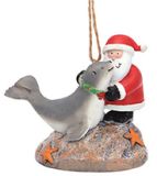 Resin Ornament - Santa and Harbor Seal