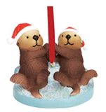Resin Ornament - Sea Otters Holding Hands