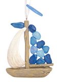 Resin Ornament - Sea Glass Sailboat