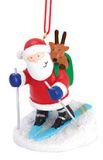 Resin Ornament - Santa Skiing with Friend