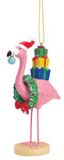 Resin Ornament - Flamingo with Wreath and Presents