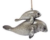 Glossy Resin Ornament - Manatee with Baby