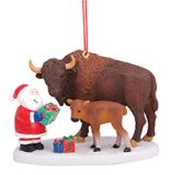 Resin Ornament - Santa with Bison and Baby