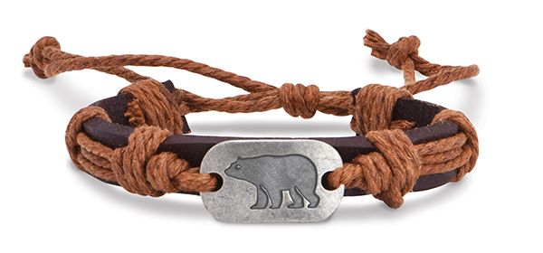 Bold Bear Bracelet with green and blue cord and a silver bear | TOUS