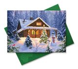 Embellished Christmas Cards - Snowman And Cabin