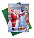 Embellished Christmas Cards - Santa With Snowman