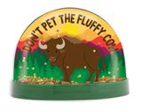 Snow Globe Magnet - Don't Pet The Fluffy Cow Bison