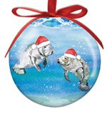 Ball Ornament - Christmas Manatees