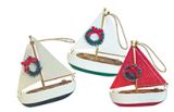 Wood Ornament - Sailboat - assorted colors