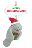 Resin Ornament - Manatee with Present