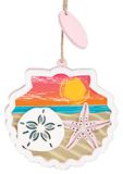 Laser Cut Wood Ornament - Shell Scene