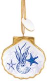Resin Ornament - Decorated Scallop Indigo Shells