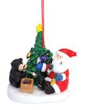 Resin Ornament - Santa & Bear Decorating Tree