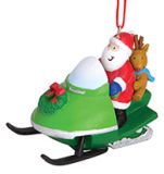 Resin Ornament - Santa Snowmobiling With Friend
