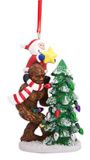 Resin Ornament - Santa and Bigfoot Decorating Tree