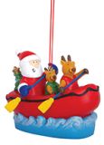 Resin Ornament - Santa and Friends White Water Rafting